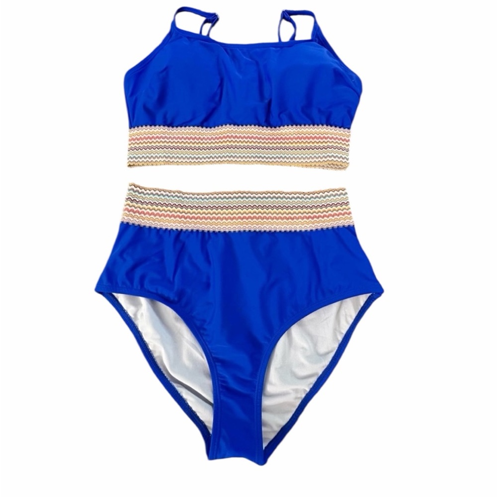 SCOOP NECK SPAGHETTI STRAP BIKINI SET - SIZE LARGE - PTP 16” - WAIST 13” NWOT